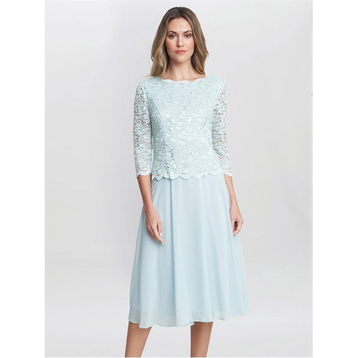 Gina Bacconi Rona Midi Dress With Bodice and Skirt - Green