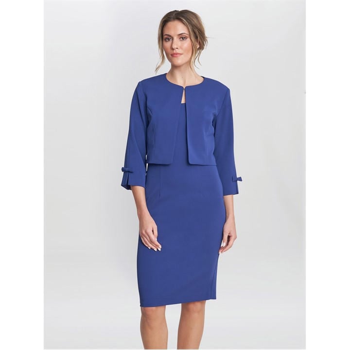 Gina Bacconi Corinne Crepe Dress And Jacket - Blue