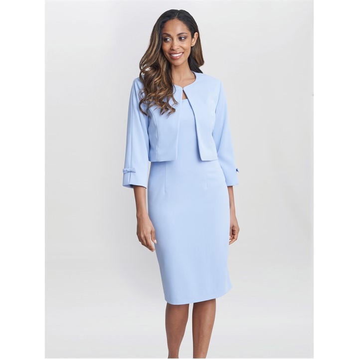 Gina Bacconi Corinne Crepe Dress And Jacket - Blue