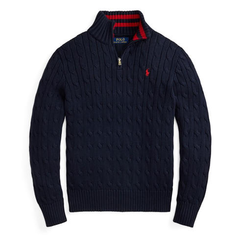 Polo Ralph Lauren - Kids' Cable Quarter Zip Crew Neck Jumper