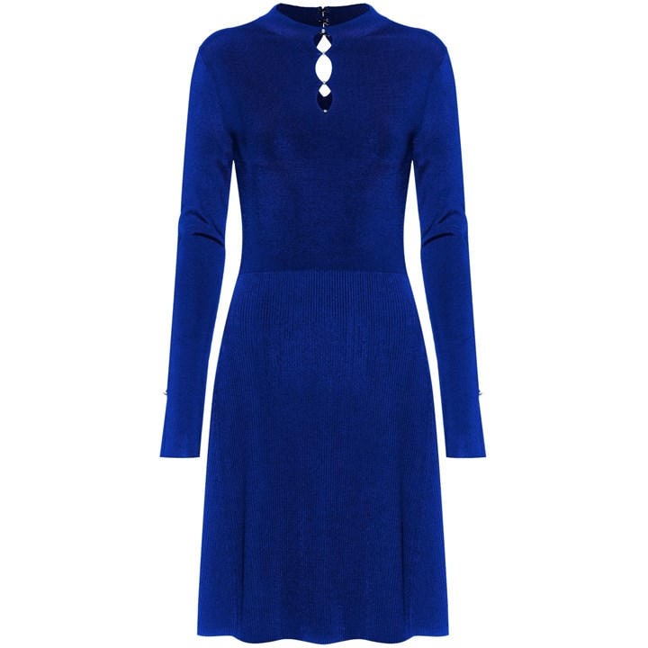 korean style one piece dress Korean Style] A-line Long Sleeve Knitted One Piece Black Dress – Ordicle main image 1