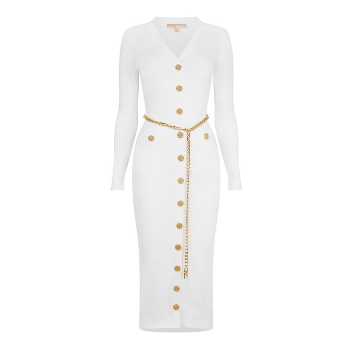 MICHAEL MICHAEL KORS Belted Midi Dress - White