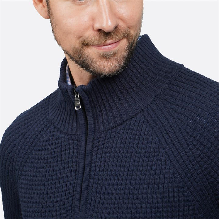 Howick Howick Waffle Knit Jumper Navy House of Fraser