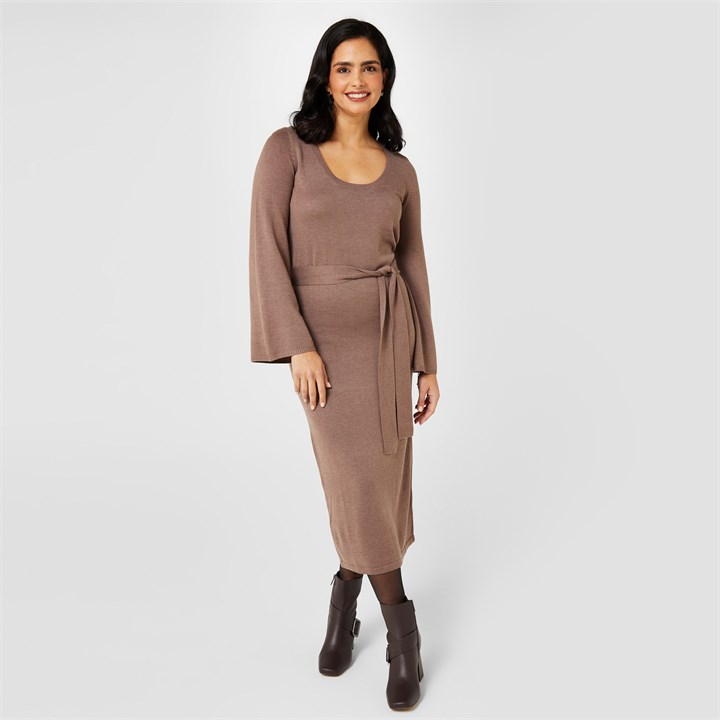 Biba Rib Knit Dress In Brown