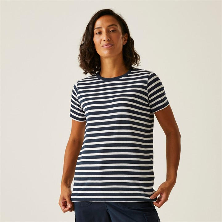Regatta Women's Navy/White Stripe Bayletta Tee Size 10