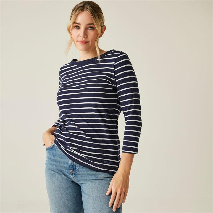 Regatta Women's Navy/White Stripe Bayletta Ii Tee Size 18