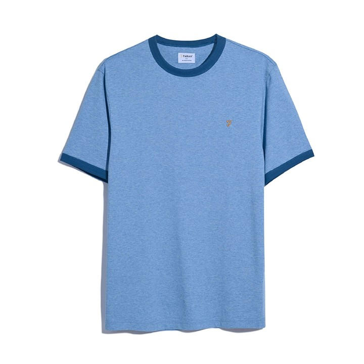 Farah Men's Blue Groves Ringer T-Shirt Extra Large