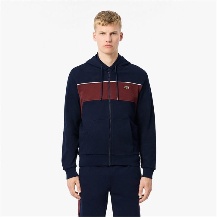 LACOSTE ZIP-UP COLOUR-BLOCK HOODI