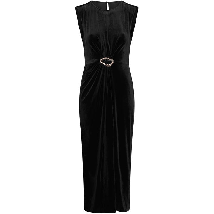 Gina Bacconi Claudine Velvet Midi Dress - Black