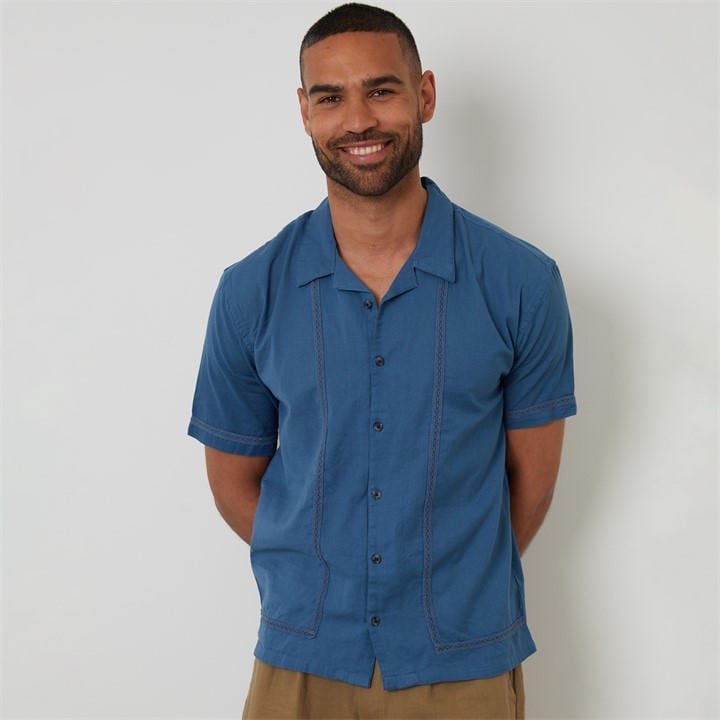 Threadbare Linen Blend Lace Trim Relaxed Fit Shirt