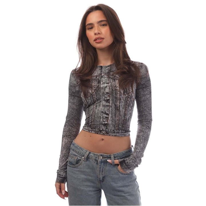 Diesel Women's Grey T-Clau-N1 Top Small