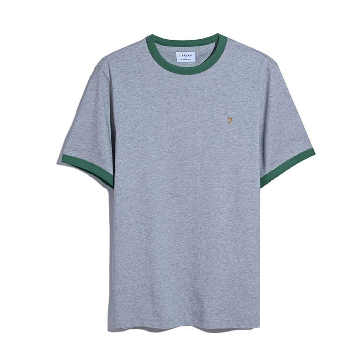 Farah Men's Grey Groves Ringer T-Shirt Medium