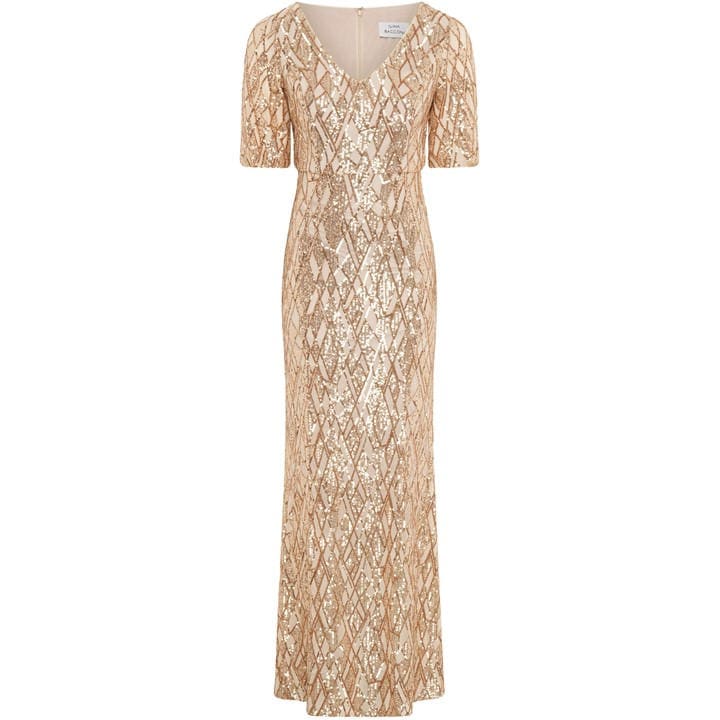 Gina Bacconi Pat Sequin Maxi Dress - Gold