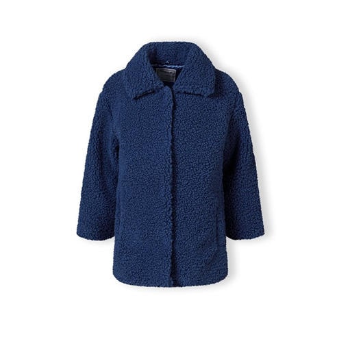 Minoti - Girls sherpa boucle jacket with satin lining blue