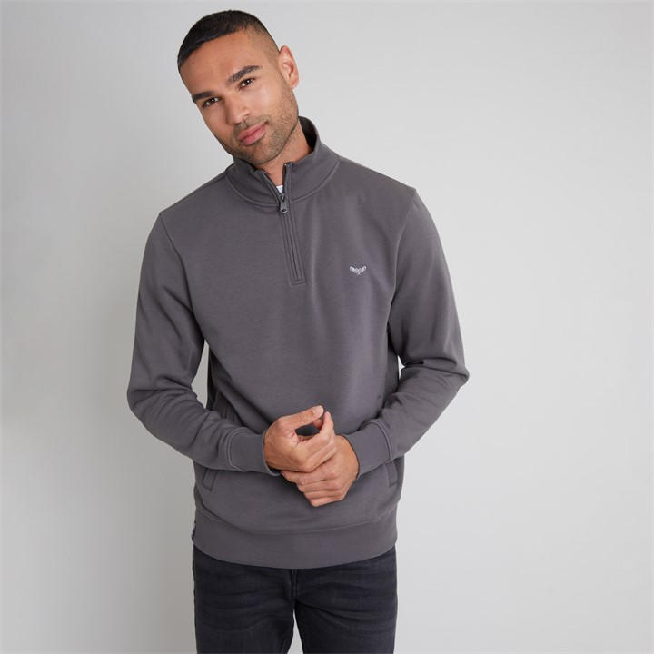 Threadbare Men's Grey Quarter Zip Neck Sweatshirt Extra Large