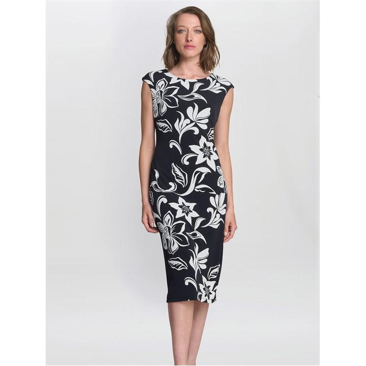 Gina Bacconi MARJORIE Floral Shift Dress - Black