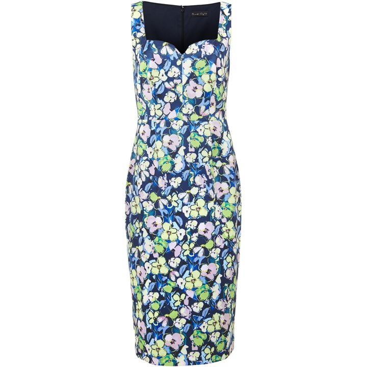 Phase Eight Loretta Printed Scuba Dress - Blue