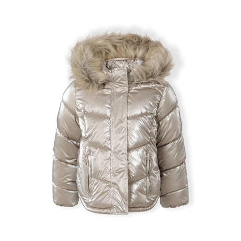 Minoti - Girls winter jacket metallic finish beige