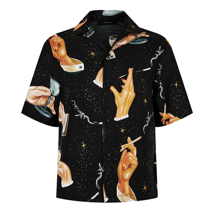 AMIRI CHAMPAGNE-PRINT SILK SHIRT