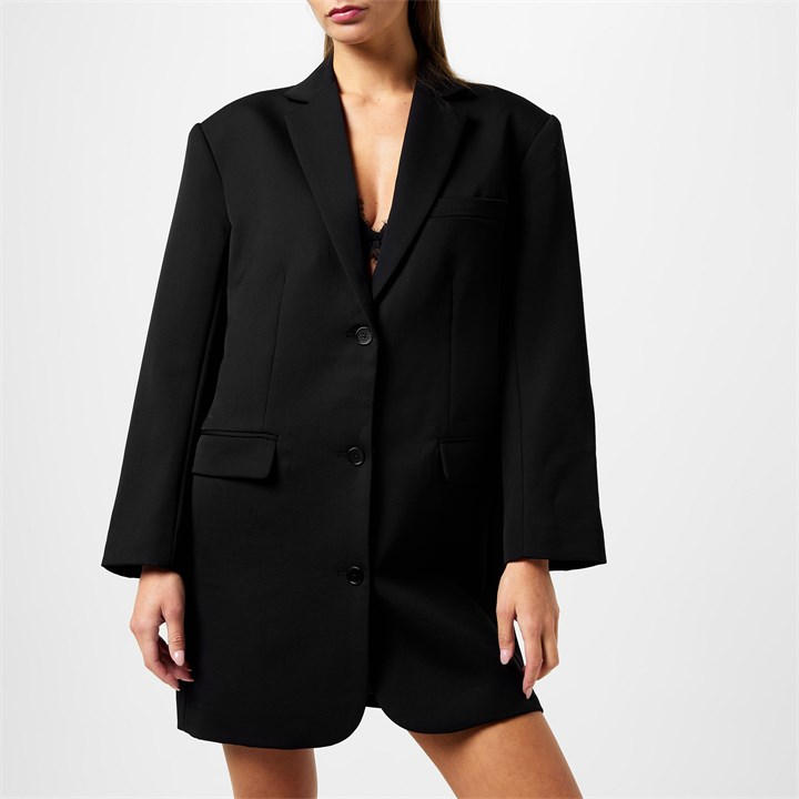 Anine Bing Quinn Single-breasted Wool Blazer In Black