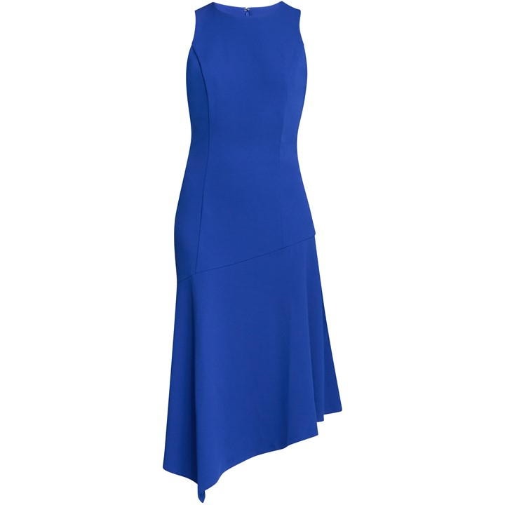 Gina Bacconi MAUREEN FIT AND FLARE CREPE MIDI DRESS - Blue