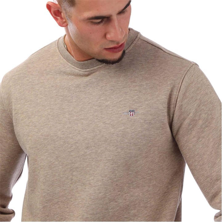 Gant Men's Brown Shield Logo Crewneck Sweatshirt 2XL