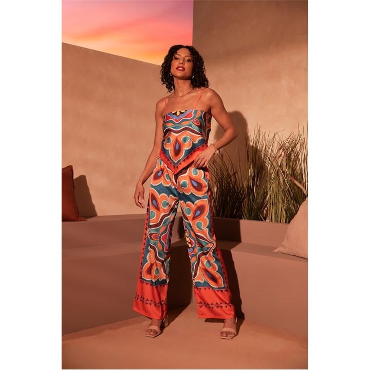 Orange - Be You - Scarf Print Cami and Trouser Co-ord Set