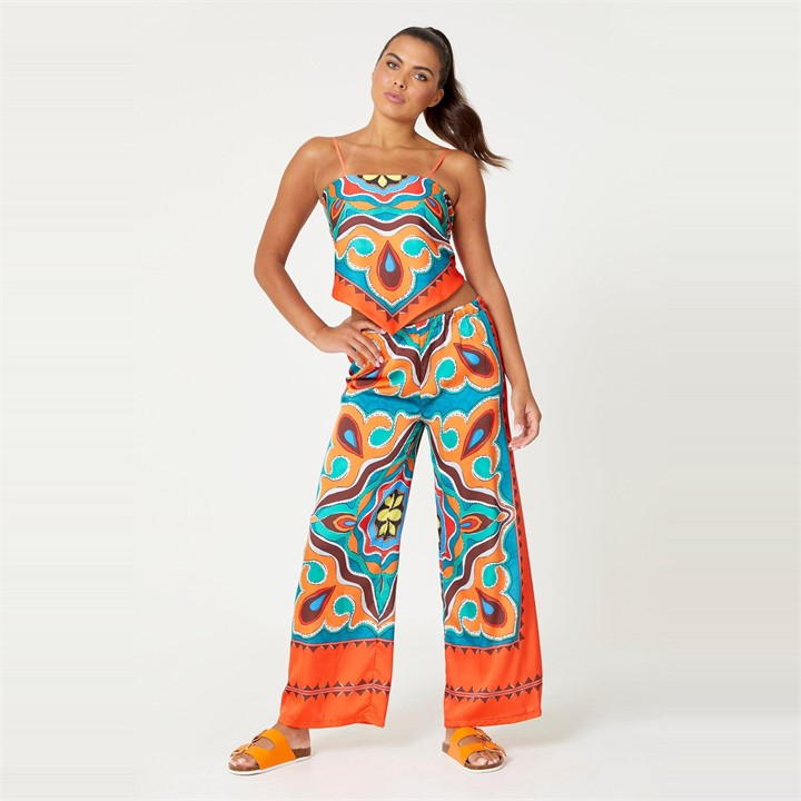 Orange - Be You - Scarf Print Cami and Trouser Co-ord Set
