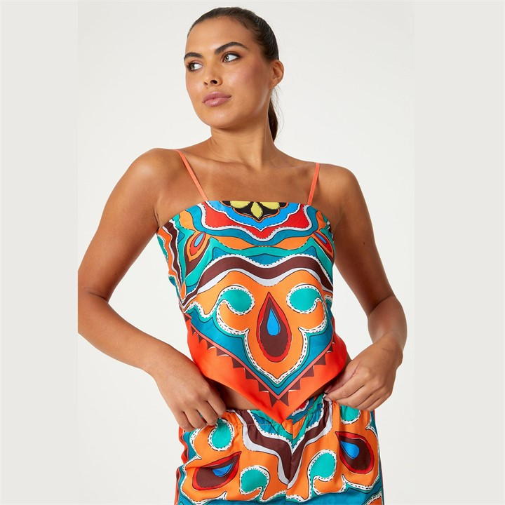 Orange - Be You - Scarf Print Cami and Trouser Co-ord Set