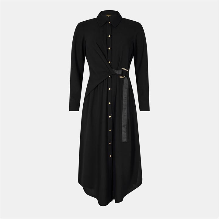 Biba Tie Shirt Dress In Black