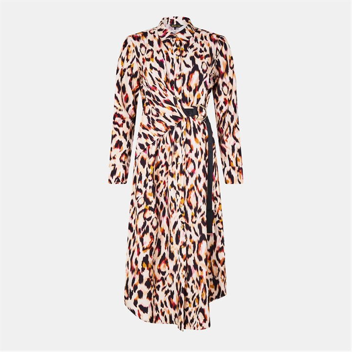Biba Tie Shirt Dress In Multi