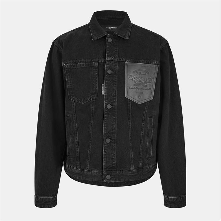 Dsquared2 Men's Black Logo Patch Denim Jacket - Extra Large