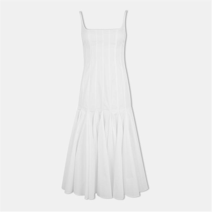 Jacquemus Agave Flared Midi Dress With Square Neckline In White