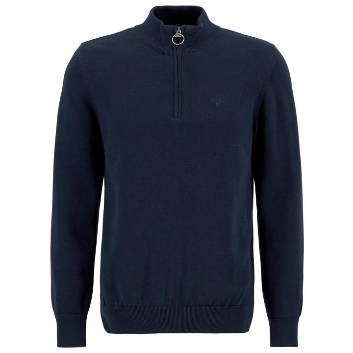 Barbour Men's Blue Cotton Half-Zip Jumper Large