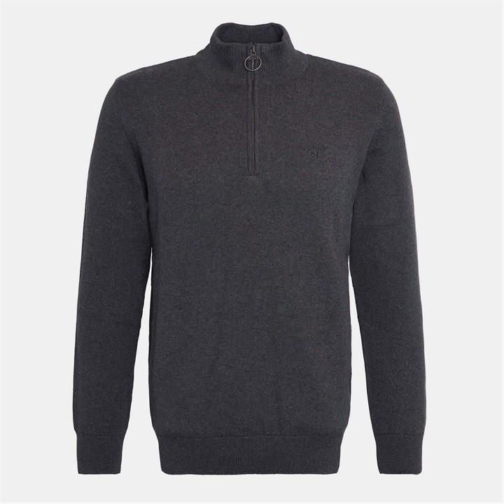 Barbour Men's Grey Cotton Half-Zip Jumper Large
