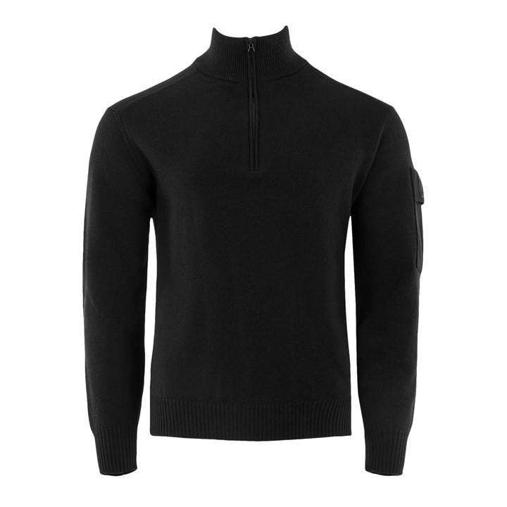 Cp Company Metropolis Men's Black Cotton Knit Half Zip Jumper Medium