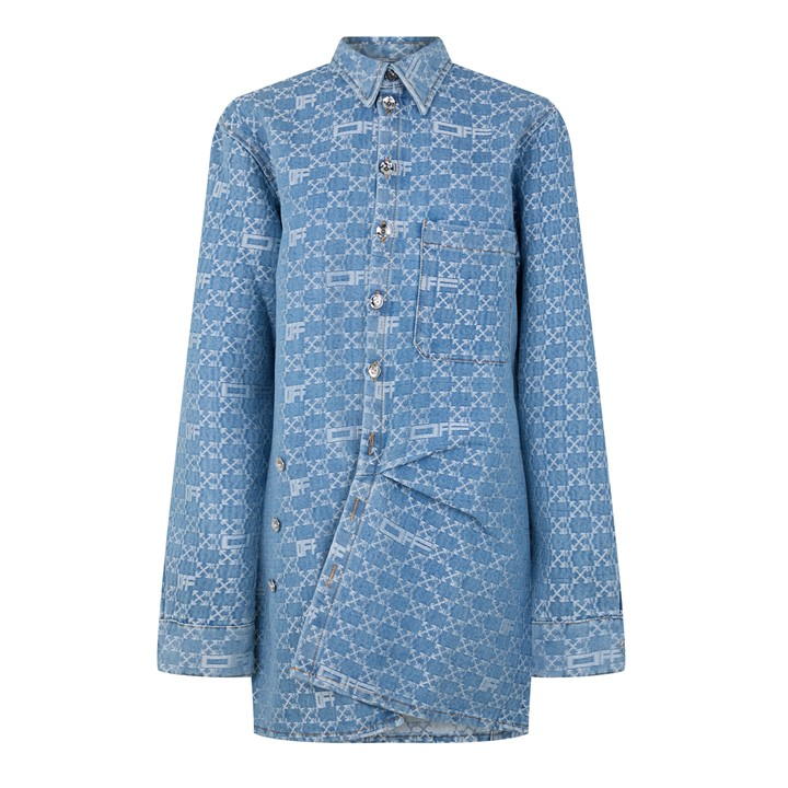 Off-white Ff Mono Mini Dress Ld99 In Blue