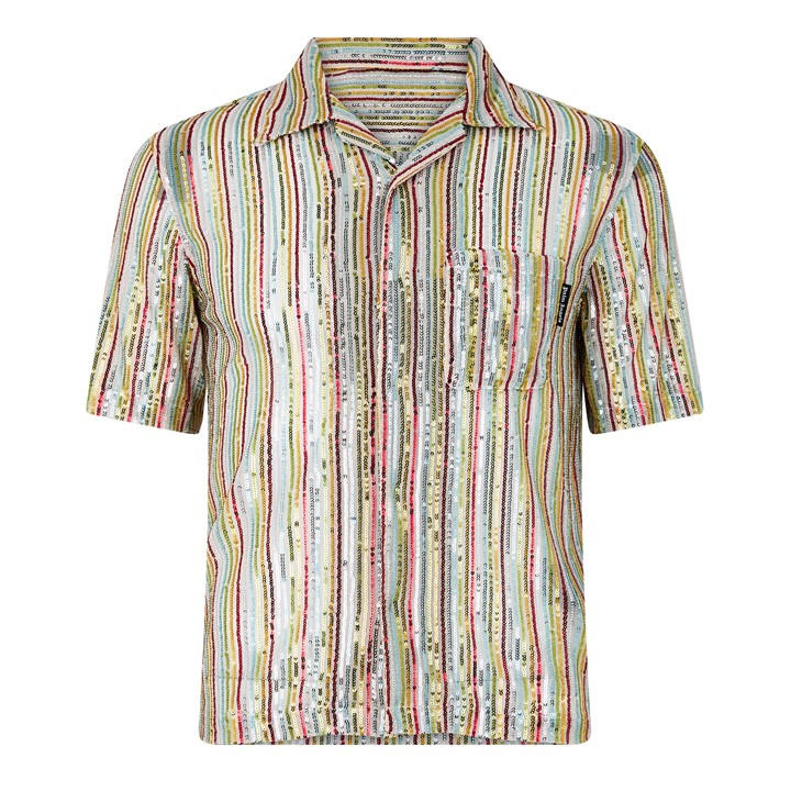 PALM ANGELS RAINBOW SEQUINS BOWLING SHIRT
