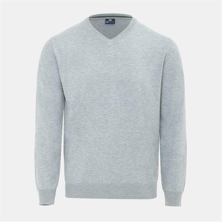Giorgio Men's Grey V Neck Classic Knitted Sweater