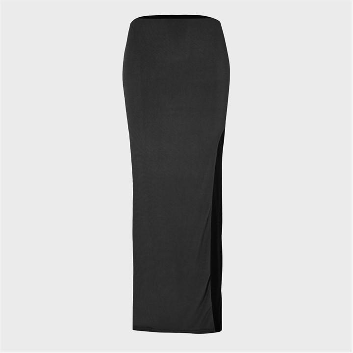 Missy Empire Women's Black Super Soft Split Leg Skirt Size 12