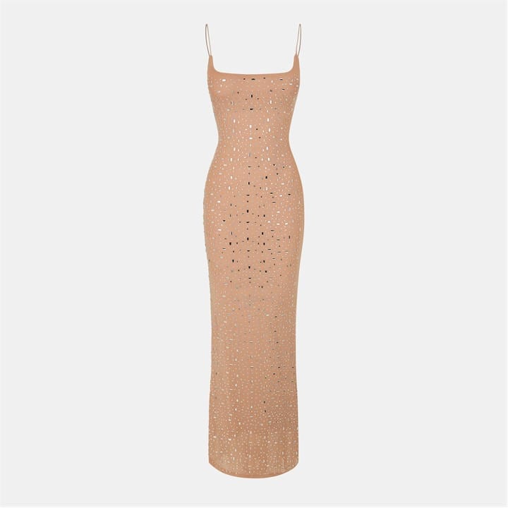 MISSY EMPIRE RHINESTONE EMBELLISHED MESH MAXI DRESS WOMEN