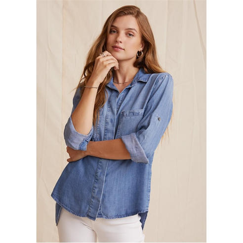 Bella Dahl - Women's Split Back Long Sleeve Relaxed Fit Shirt