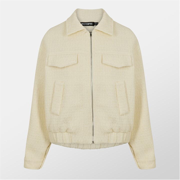 MISSY EMPIRE BOUCLE TEXTURED BOMBER JACKET