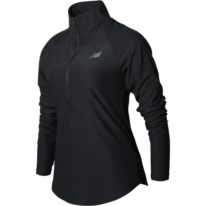 New Balance Spacedye Half Zip Top Womens In Black