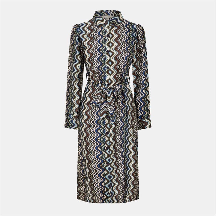 YUMI MULTICOLOUR ABSTRACT STRIPES SHIRT DRESS
