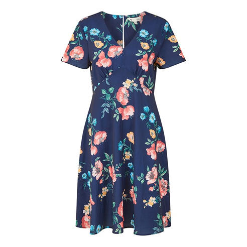 Yumi - Women's Navy Kimono Sleeve Wrap Dress