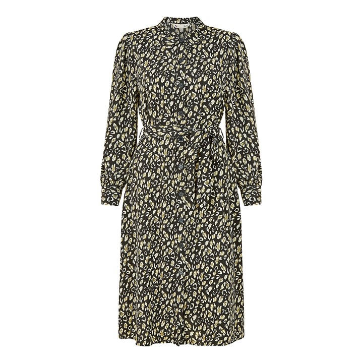 YUMI YUMI BLACK LEOPARD PRINT SHIRT DRESS