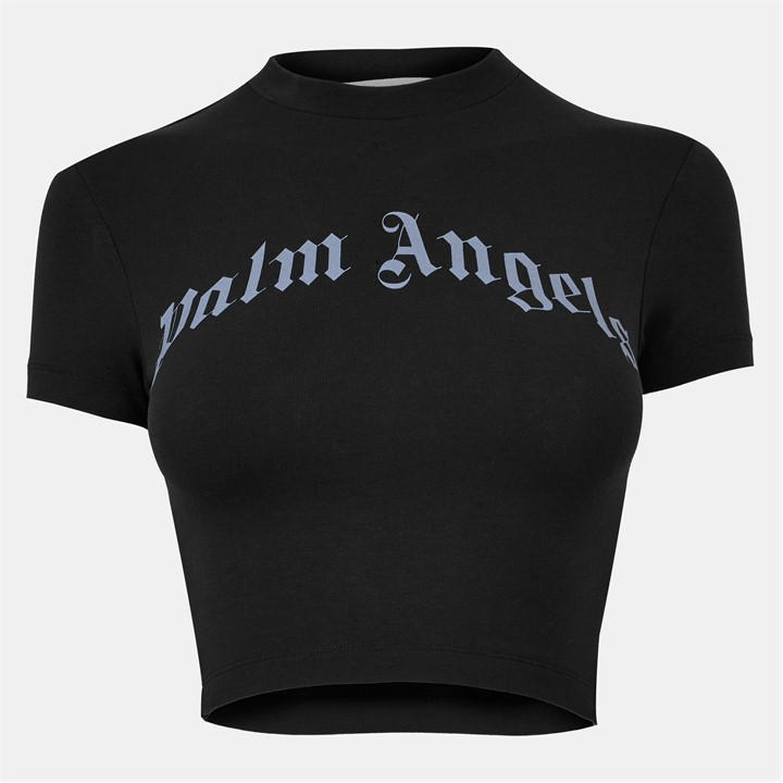 Palm Angels Women's Black Palm Lgo Baby Tee Ld54 Size 8