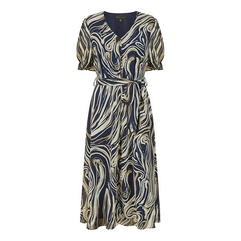 Mela London - Mela London Navy Swirl Print Midi Tea Dress
