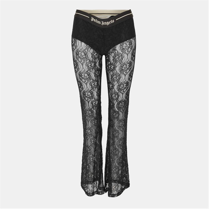 Palm Angels Women's Black Palm Lace Logo Pant Size 10